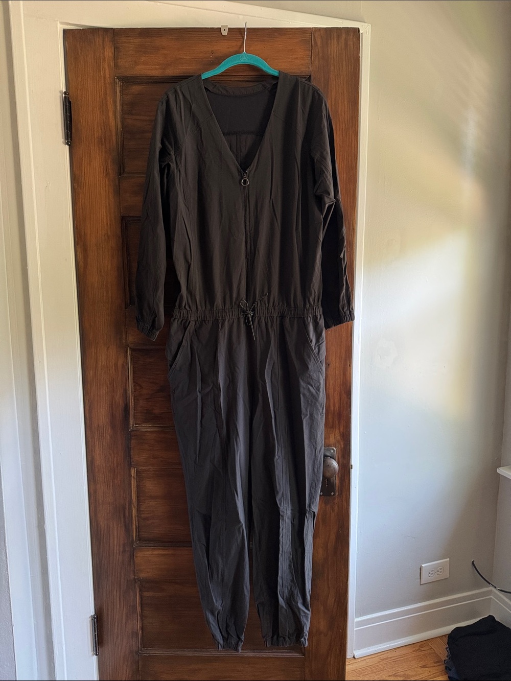 lululemon athletica Black Long-Sleeve V-Neck Jumpsuit